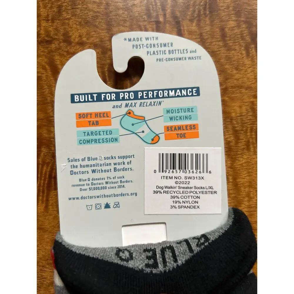 BLUE-Q Gray/Red DOG WALKIN' SNEAKER SOCKS Short-Cut Ankle-Length Adult L-XL NWT - Picture 4 of 4
